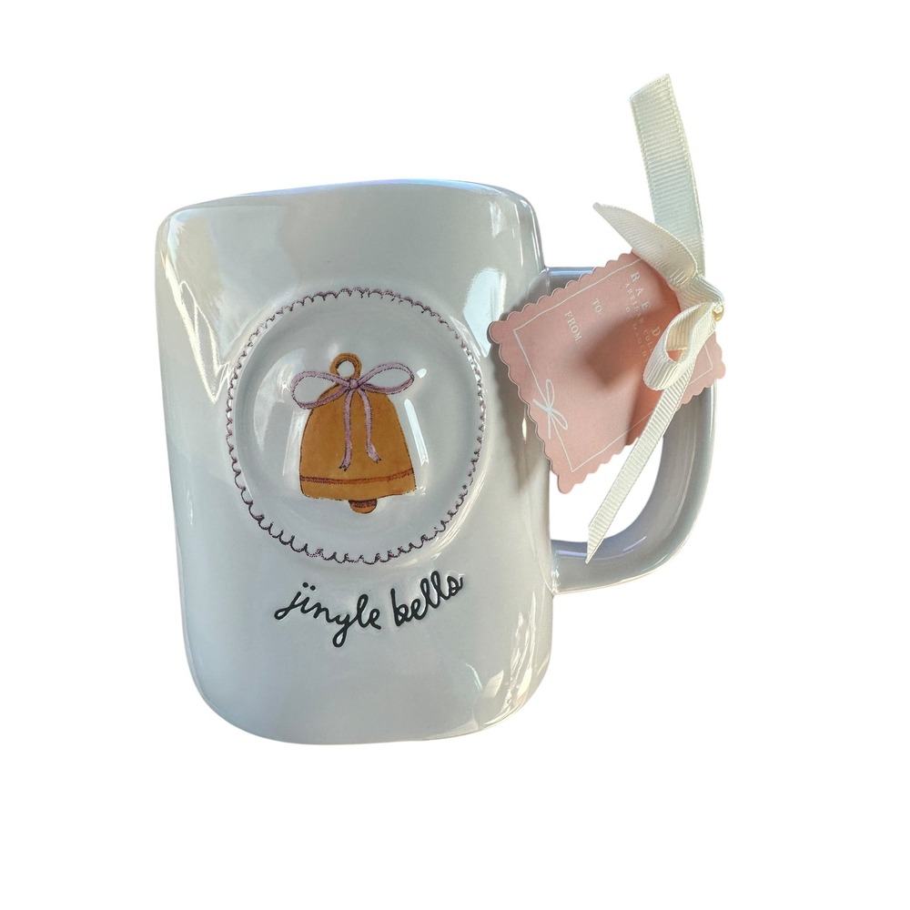 Rae Dunn Artisan Collection Jingle Bells Mug Christmas Holiday Gift Tag